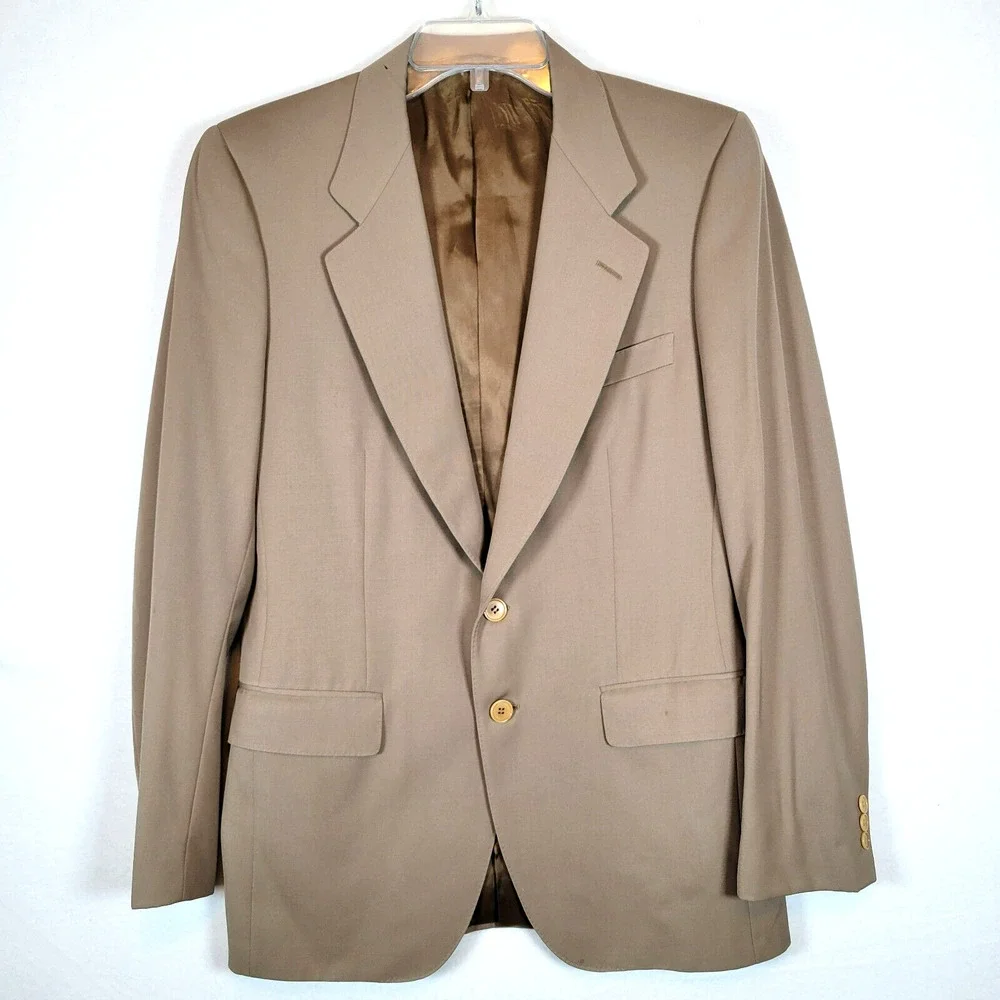 Ermengildo Zegna Mens Button Pocket Wool Blazer Size 42 Brown Career Sports Coat